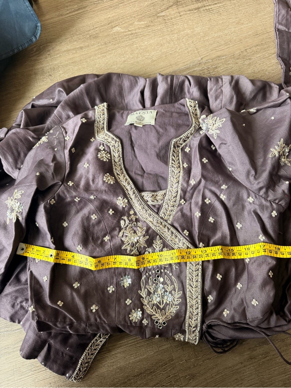Matsya Mauve Chanderi Silk Round Anarkali Dress - Picture 8 of 10